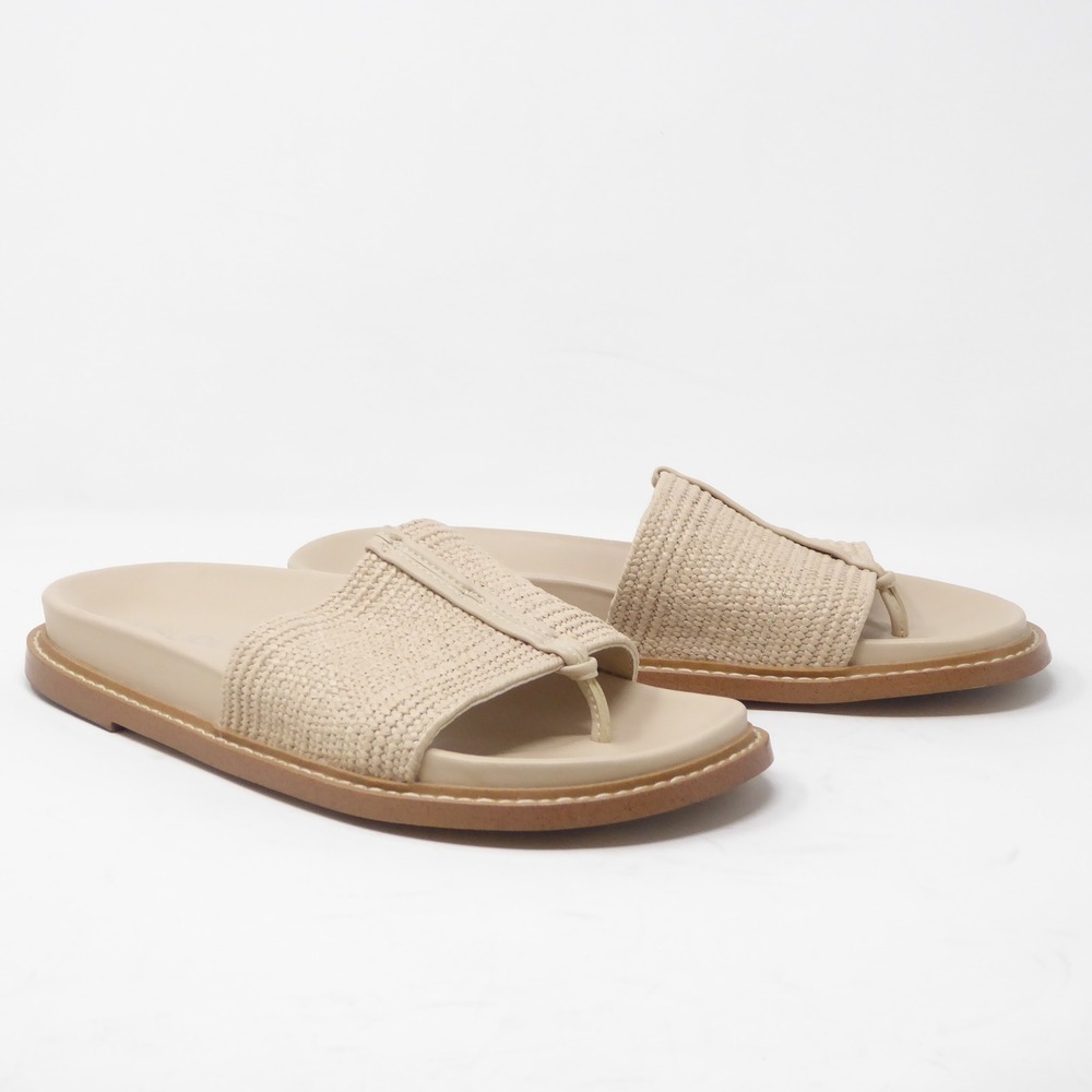 J/Slides Womens Rafina Woven Thong Sandal Sand Beige Size 6.5